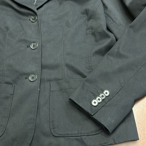Lands' End Black Blazer Button Front Pockets 8 Petite - Picture 3 of 9